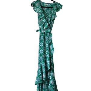 Green Floral Wrap Dress